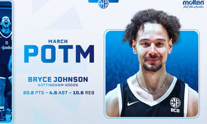 HOODS' BRYCE JOHNSON COLLECTS MOLTEN PLAYER OF THE MONTH FOR MARCH