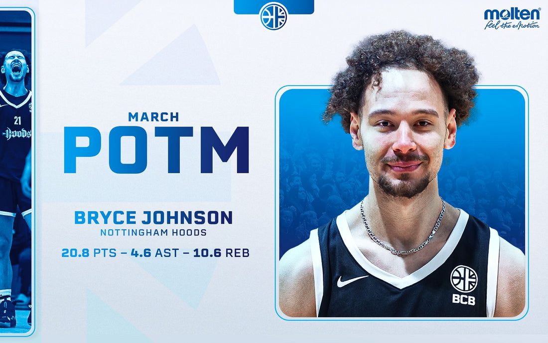HOODS' BRYCE JOHNSON COLLECTS MOLTEN PLAYER OF THE MONTH FOR MARCH