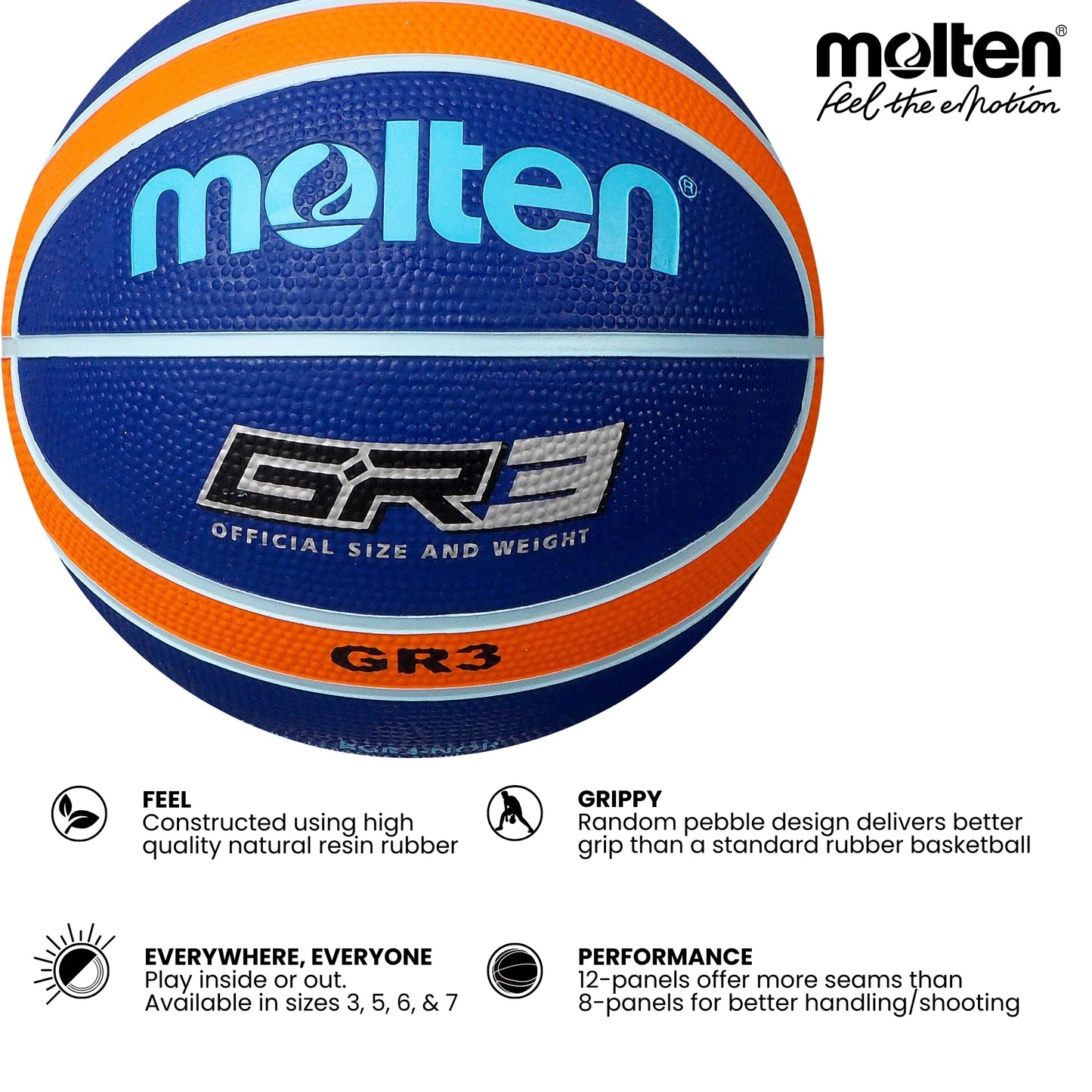 Molten Blue Basketball (Sizes 3–7)